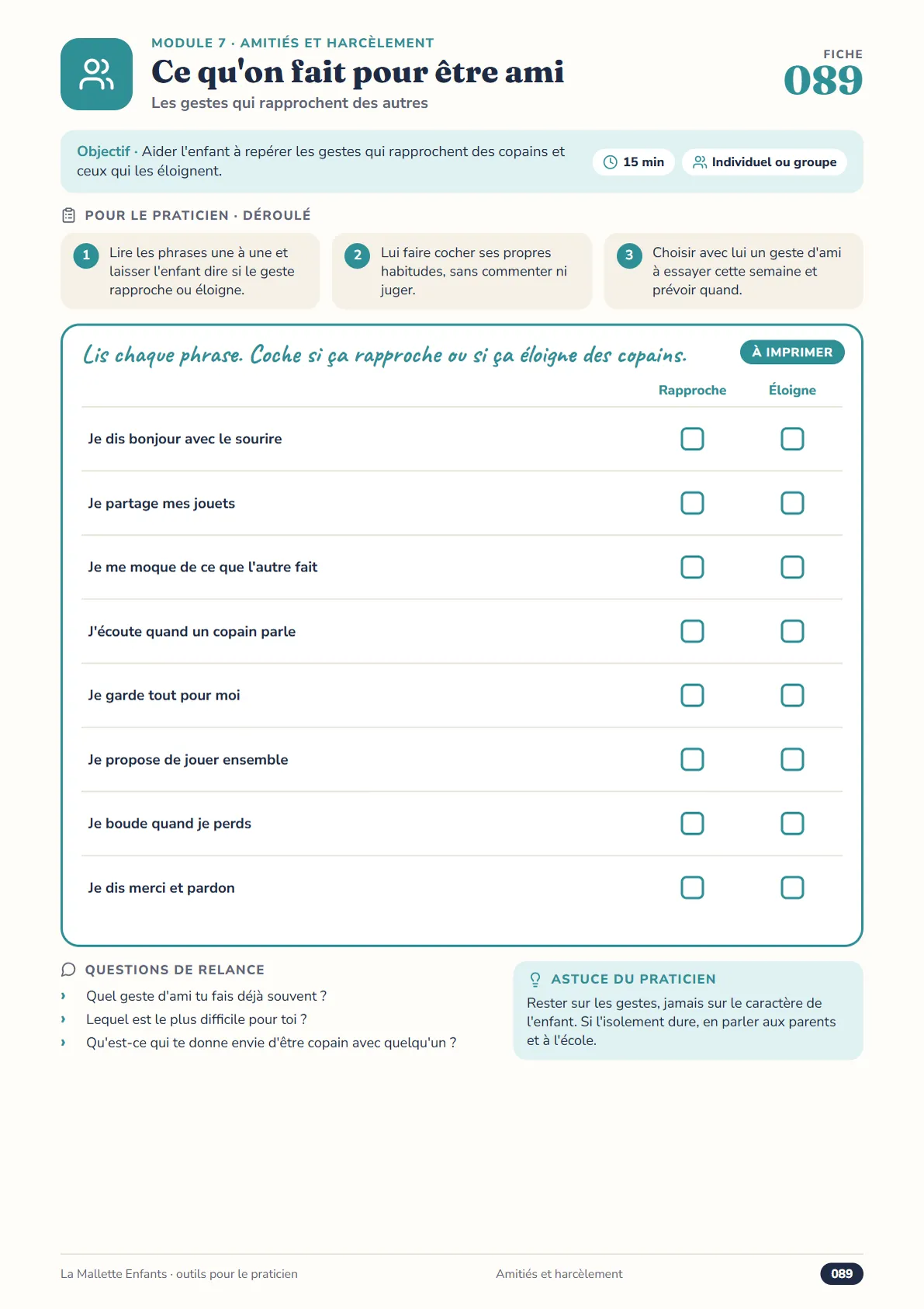 Fiche 089 Ce qu’on fait pour être ami